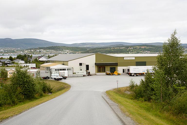 Sør-Beitstadvegen ved produksjonsanlegget til en sjømatleverandør i Steinkjer